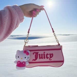 Juicy Couture π Pink Canvas Resort Bag + Saniro Hello Kitty Charm Y2K / Kawaii